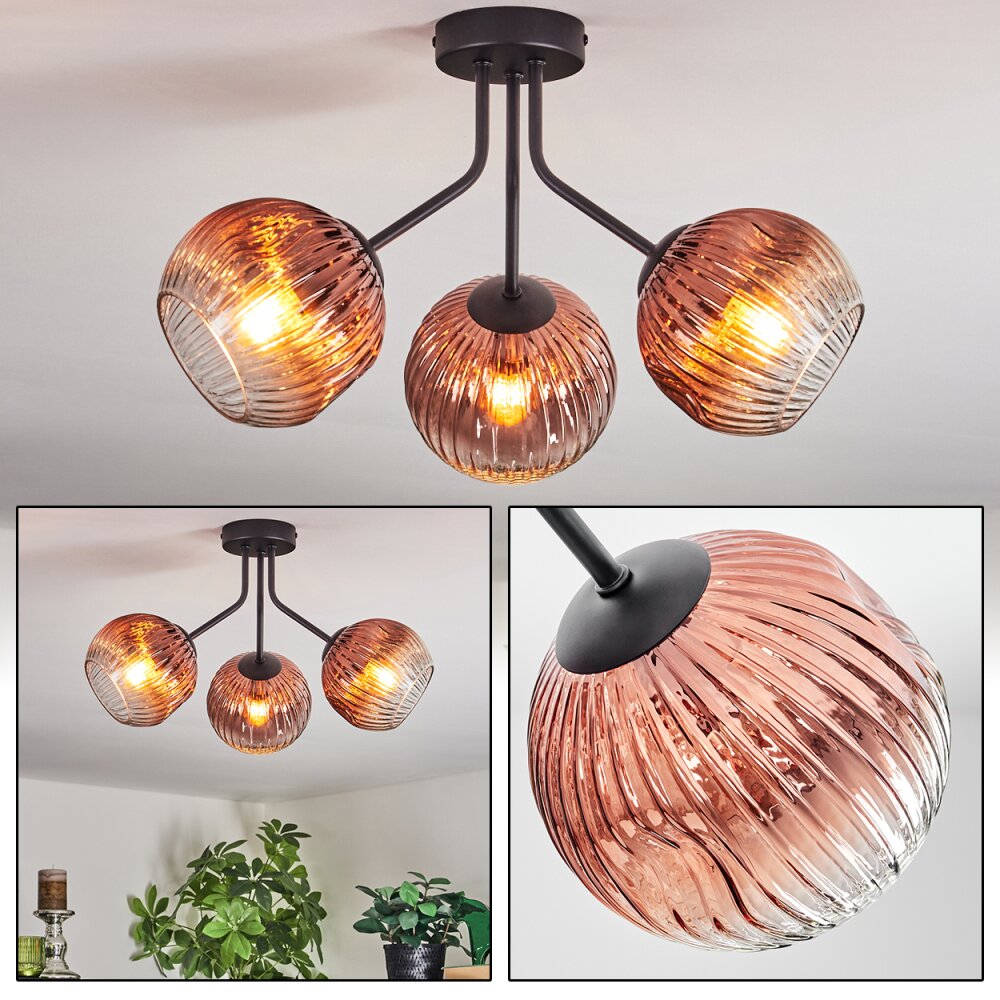 Ripoll Deckenleuchte Glas 15 cm Klar, Kupferfarben, 3-flammig main product photo