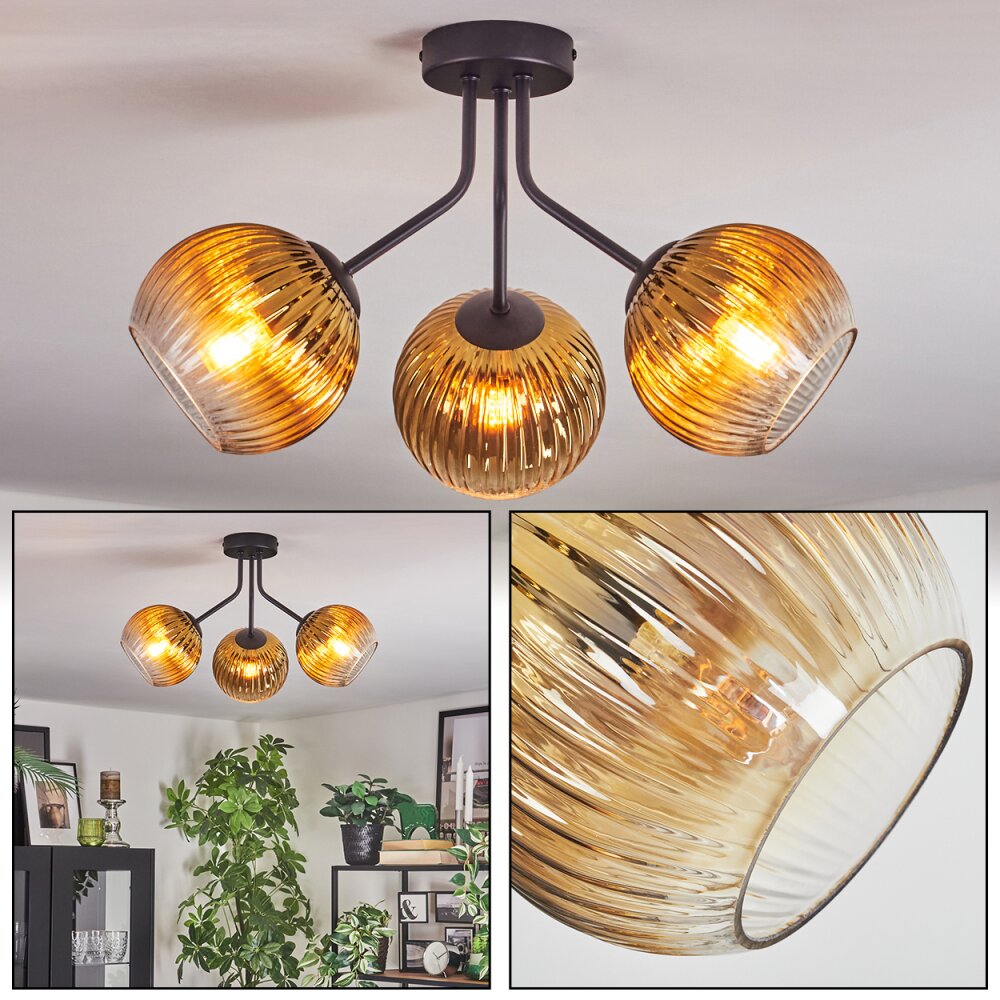 Koyoto Deckenleuchte Glas 15 cm Gold, Klar, 3-flammig main product photo