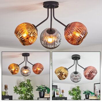Ripoll Deckenleuchte Glas 15 cm Gold, Kupferfarben, Rauchfarben, 3-flammig