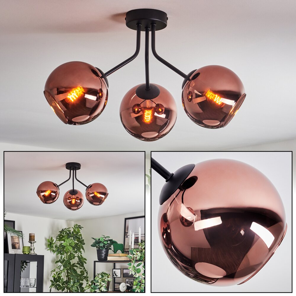 Ripoll Deckenleuchte Glas 15 cm Kupferfarben, 3-flammig main product photo