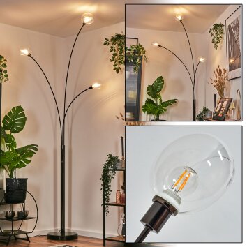 Nikkala Stehleuchte Chrom, Schwarz, 3-flammig