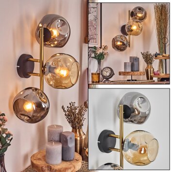Ripoll Wandleuchte Glas 15 cm Gold, Schwarz, 3-flammig Ripoll Wandleuchte Glas 15 cm Gold, Schwarz, 3-flammig