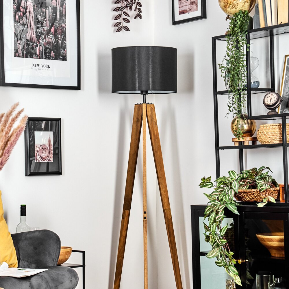 Soungou Stehleuchte 38 cm Naturfarben, Schwarz, 1-flammig