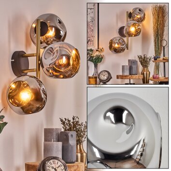 Ripoll Wandleuchte Glas 15 cm Gold, Schwarz, 3-flammig Ripoll Wandleuchte Glas 15 cm Gold, Schwarz, 3-flammig