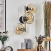 Gastor Wandleuchte Glas 15 cm Gold, Schwarz, 3-flammig