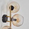 Koyoto Wandleuchte Glas 15 cm Gold, Schwarz, 3-flammig