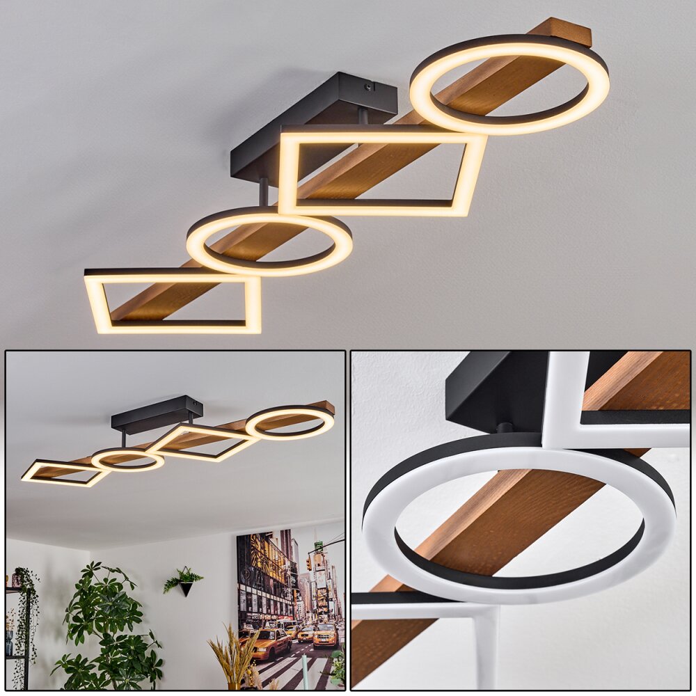 Tavon Deckenleuchte LED Holz dunkel, Schwarz, 1-flammig main product photo