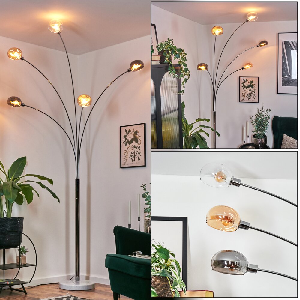 Nikkala Stehleuchte Chrom, Weiß, 5-flammig main product photo