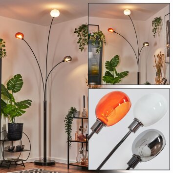 Nikkala Stehleuchte Chrom, Schwarz, 3-flammig