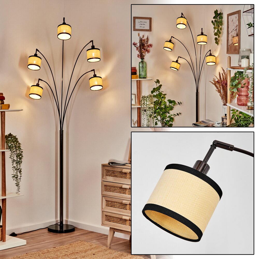Chellas Stehleuchte Chrom, Schwarz, 5-flammig main product photo