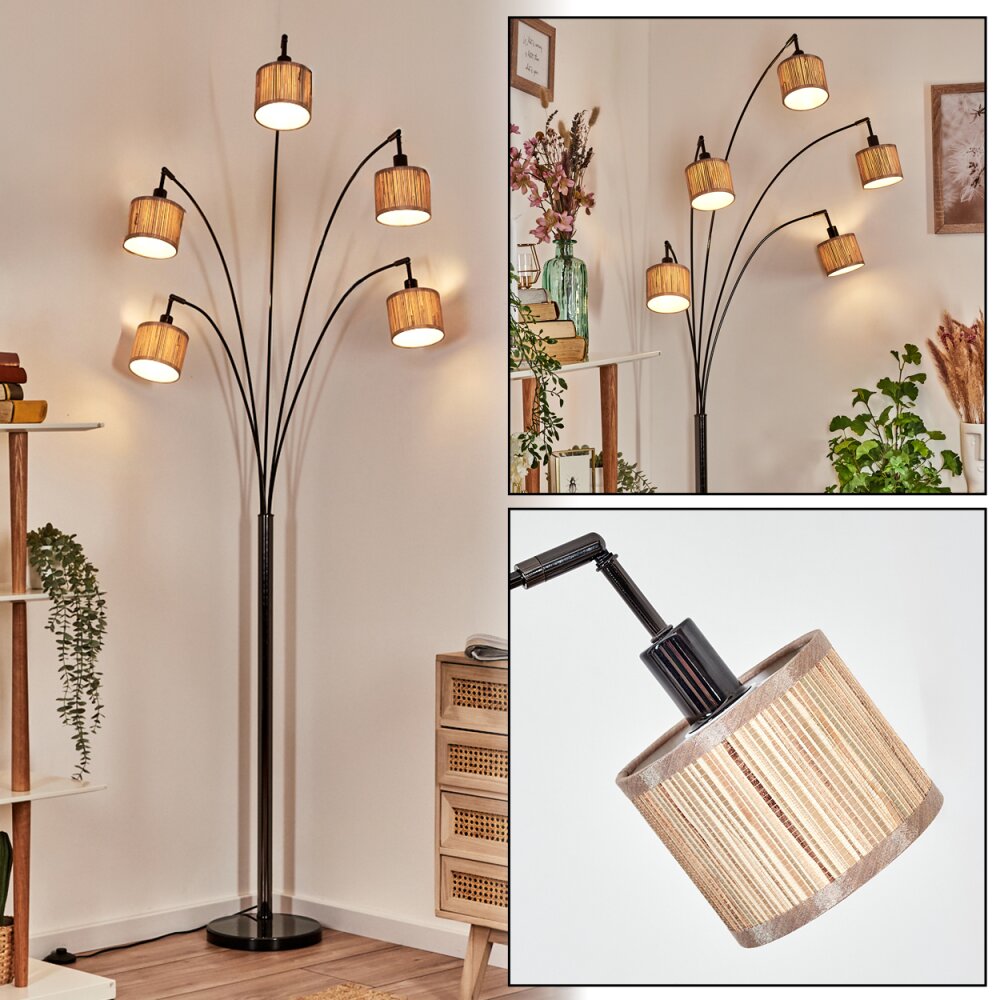 Bongal Stehleuchte Chrom, Schwarz, 5-flammig main product photo