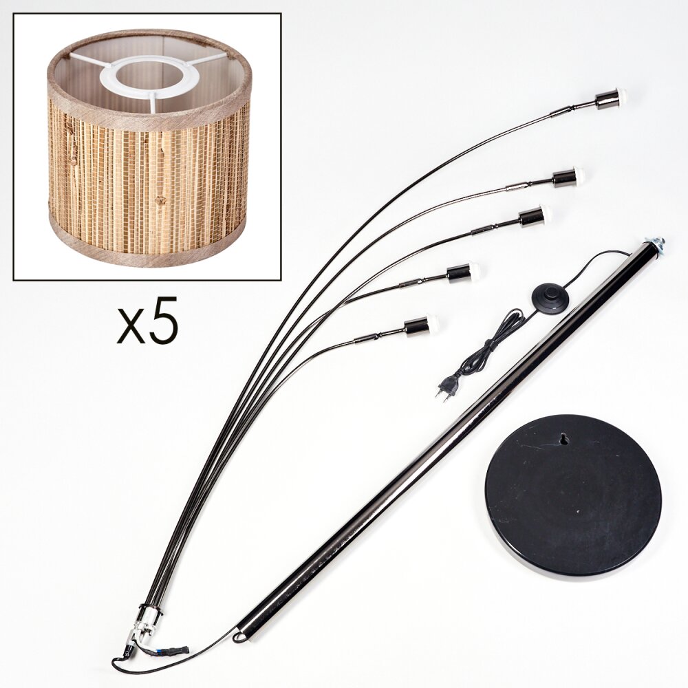 Bongal Stehleuchte Chrom, Schwarz, 5-flammig