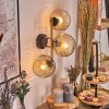 Ripoll Wandleuchte Glas 15 cm Gold, Schwarz, 3-flammig