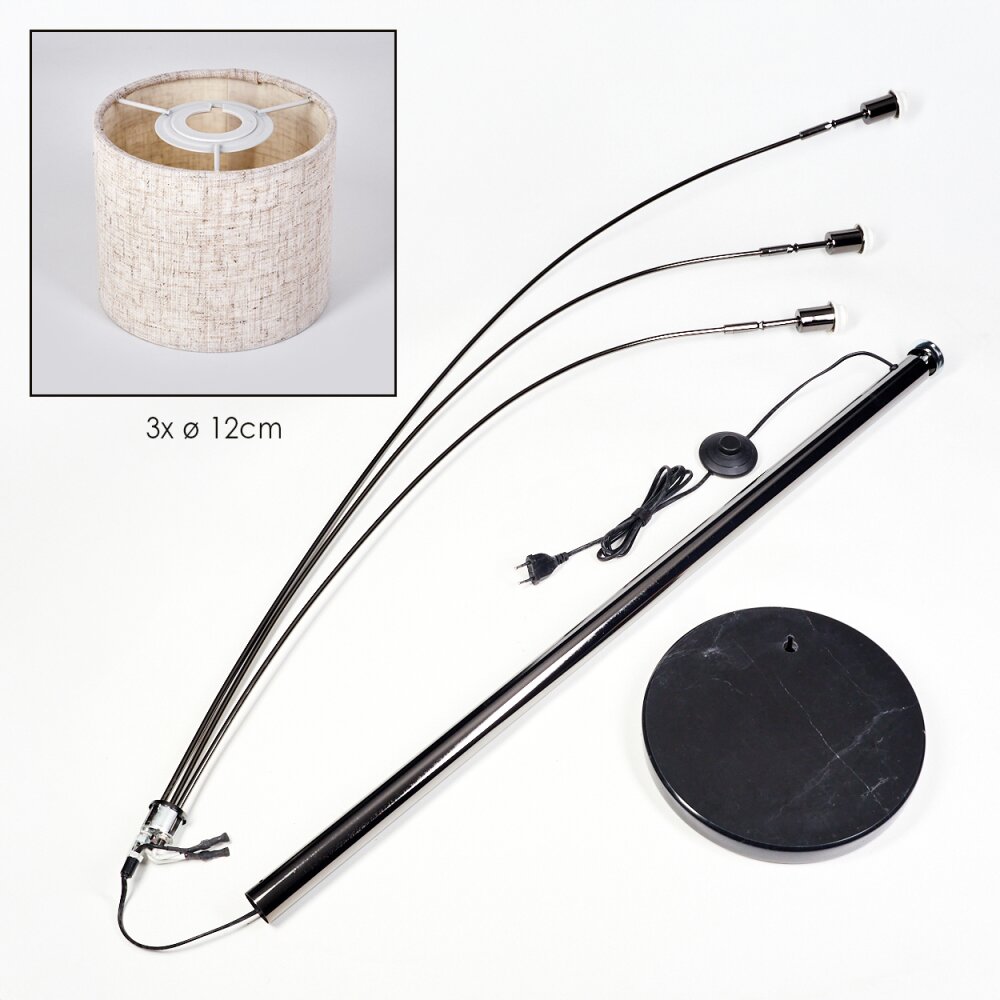 Bassagoda Stehleuchte Chrom, Schwarz, 3-flammig