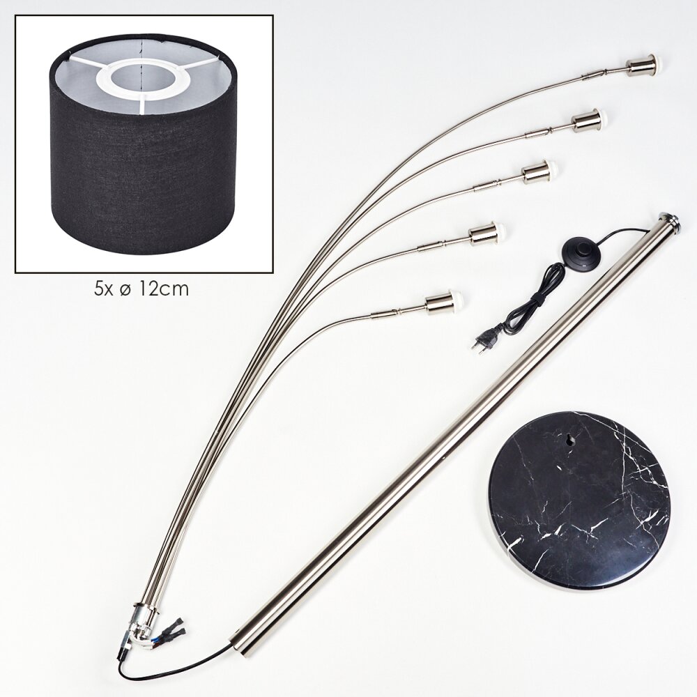 Bassagoda Stehleuchte Nickel-Matt, Schwarz, 5-flammig
