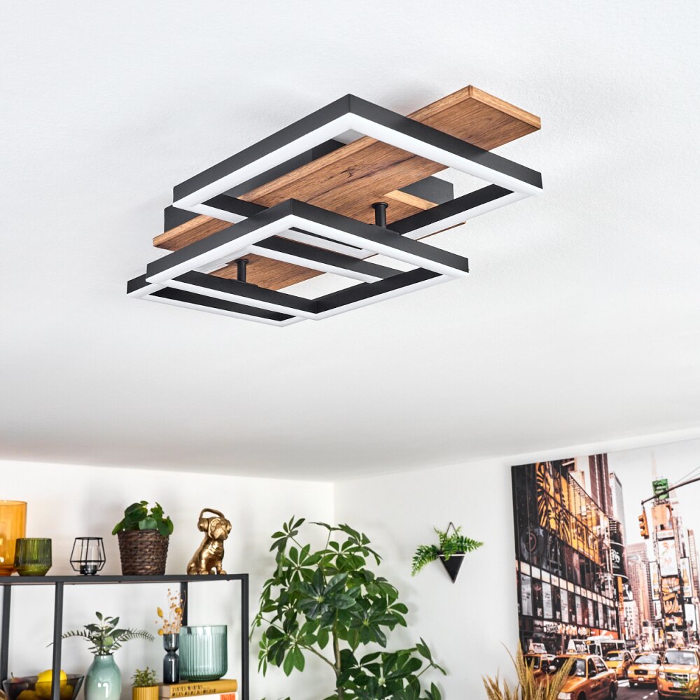 Narangera Deckenleuchte LED Braun, Holzoptik, Schwarz, 1-flammig