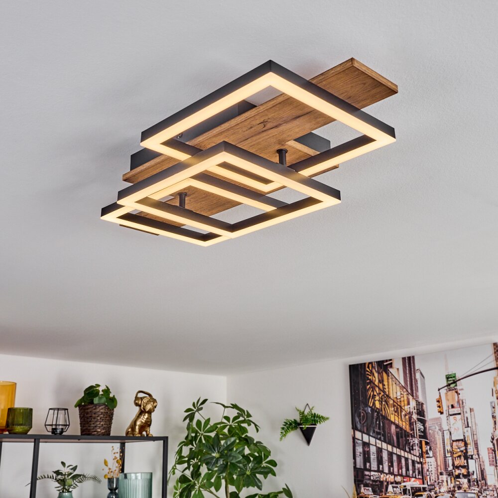 Narangera Deckenleuchte LED Braun, Holzoptik, Schwarz, 1-flammig