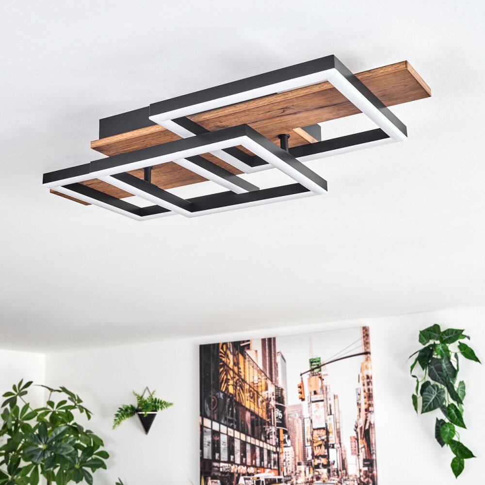 Narangera Deckenleuchte LED Braun, Holzoptik, Schwarz, 1-flammig