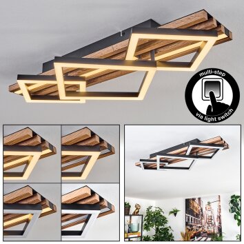 Ellekilde Deckenleuchte LED Braun, Holzoptik, Schwarz, 2-flammig
