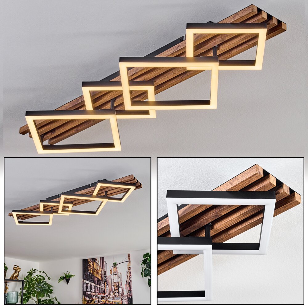 Ellekilde Deckenleuchte LED Braun, Holzoptik, Schwarz, 1-flammig main product photo