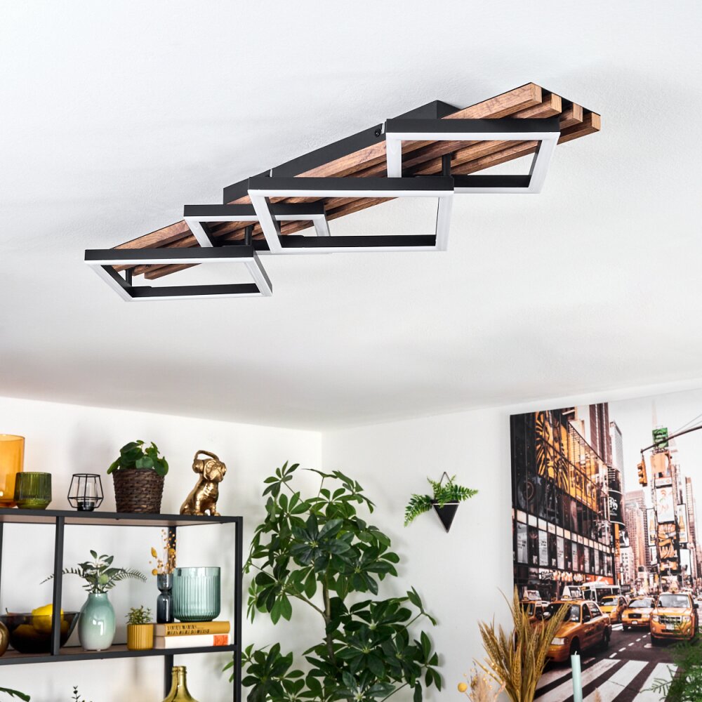 Ellekilde Deckenleuchte LED Braun, Holzoptik, Schwarz, 1-flammig