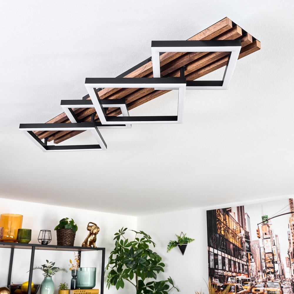 Ellekilde Deckenleuchte LED Braun, Holzoptik, Schwarz, 1-flammig