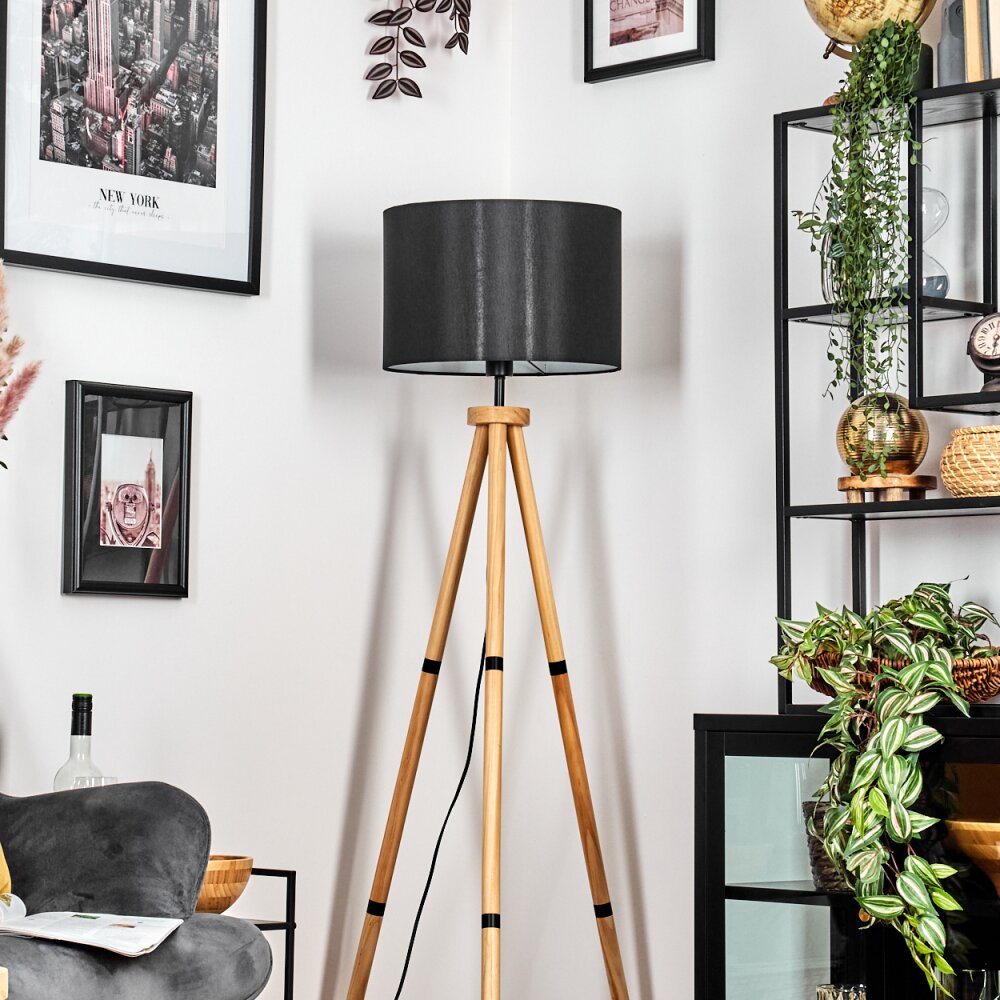 Soungou Stehleuchte 38 cm Naturfarben, Schwarz, 1-flammig