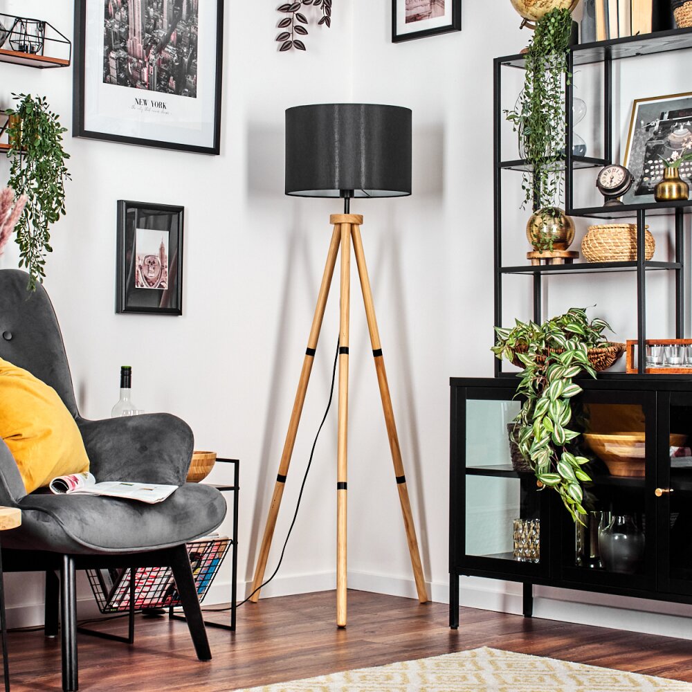 Soungou Stehleuchte 38 cm Naturfarben, Schwarz, 1-flammig