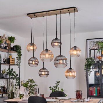 Koyoto Hängeleuchte Glas 20 cm, 25 cm Naturfarben, Schwarz, 8-flammig