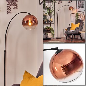 Koyoto Stehleuchte Glas 25 cm Schwarz, 1-flammig