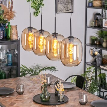 Apedo Hängeleuchte Glas 20 cm Bernsteinfarben, 4-flammig