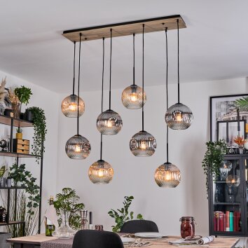 Koyoto Hängeleuchte Glas 20 cm Naturfarben, Schwarz, 8-flammig