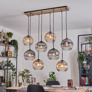Koyoto Hängeleuchte Glas 25 cm Naturfarben, Schwarz, 8-flammig
