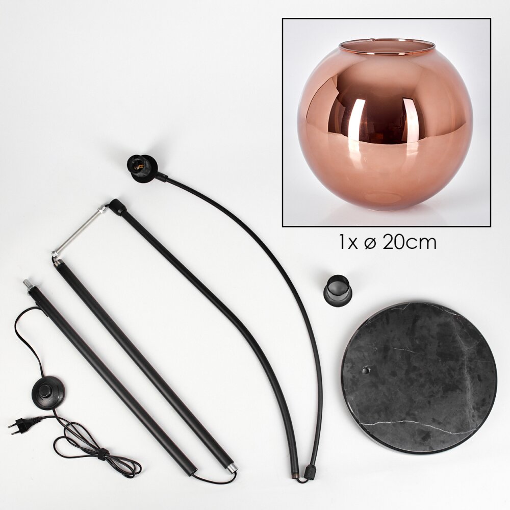 Koyoto Stehleuchte Glas 20 cm Schwarz, 1-flammig