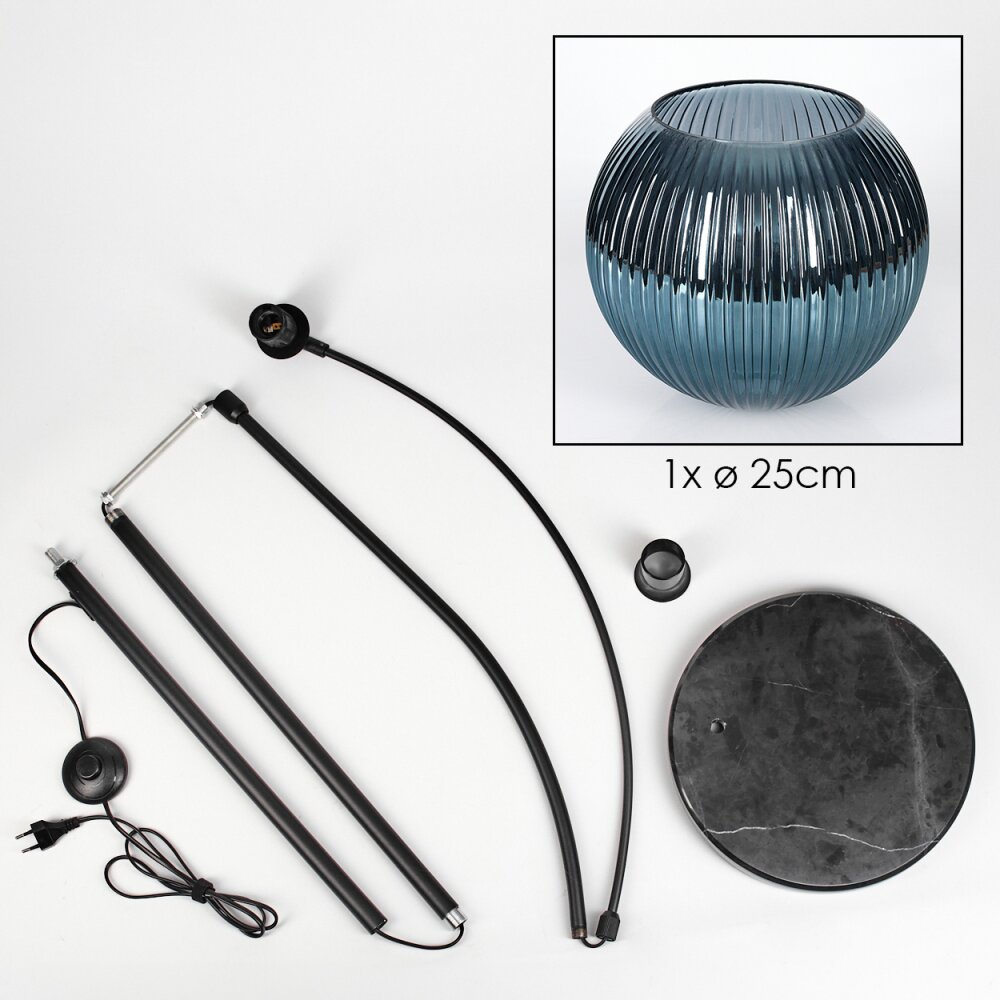 Koyoto Stehleuchte Glas 25 cm Schwarz, 1-flammig