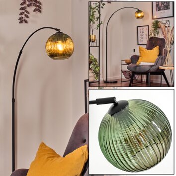Koyoto Bogenstehlampe Glas 20 cm Schwarz, 1-flammig