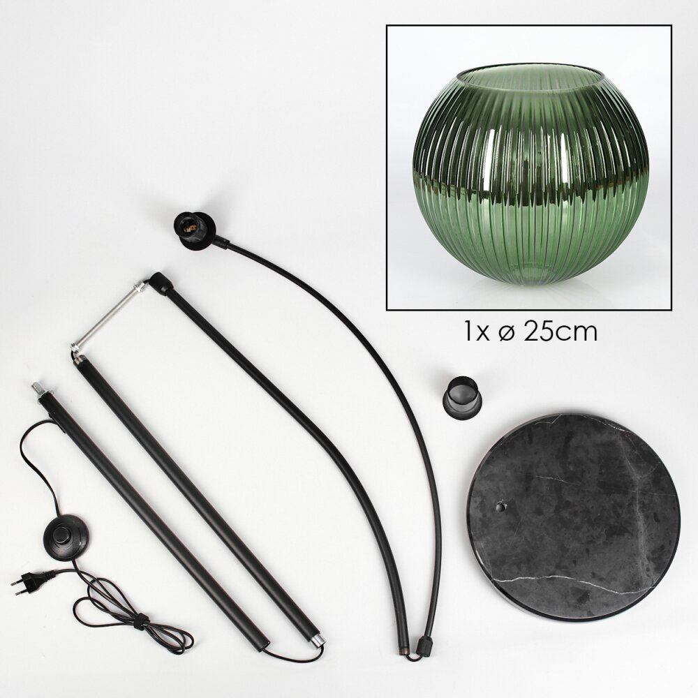 Koyoto Stehleuchte Glas 25 cm Schwarz, 1-flammig