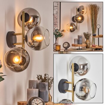 Koyoto Wandleuchte Glas 15 cm Gold, Schwarz, 3-flammig Koyoto Wandleuchte Glas 15 cm Gold, Schwarz, 3-flammig