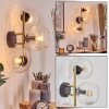 Koyoto Wandleuchte Glas 15 cm Gold, Schwarz, 3-flammig