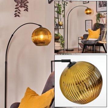 Koyoto Bogenstehlampe Glas 25 cm Schwarz, 1-flammig