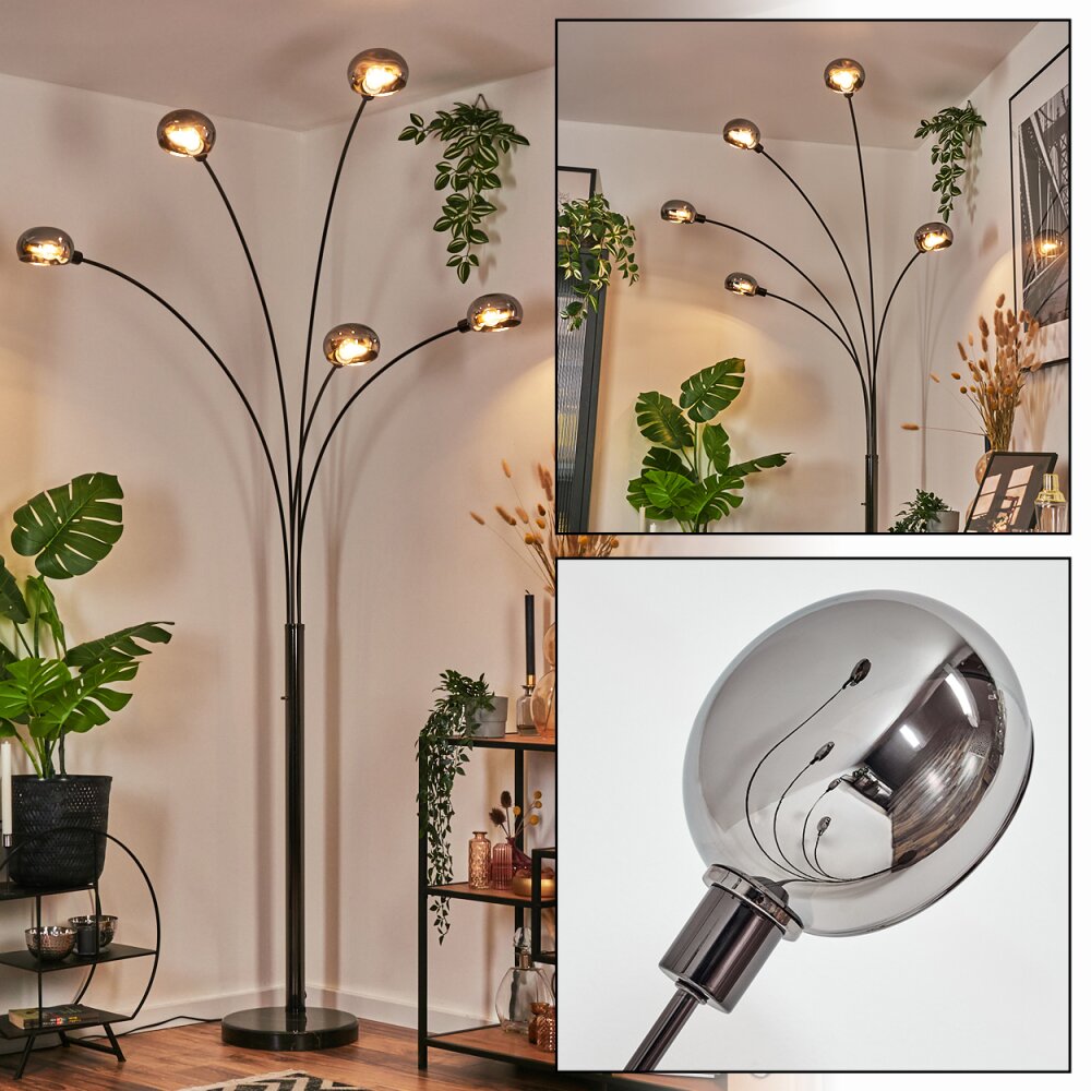 Nikkala Stehleuchte Chrom, Schwarz, 5-flammig main product photo