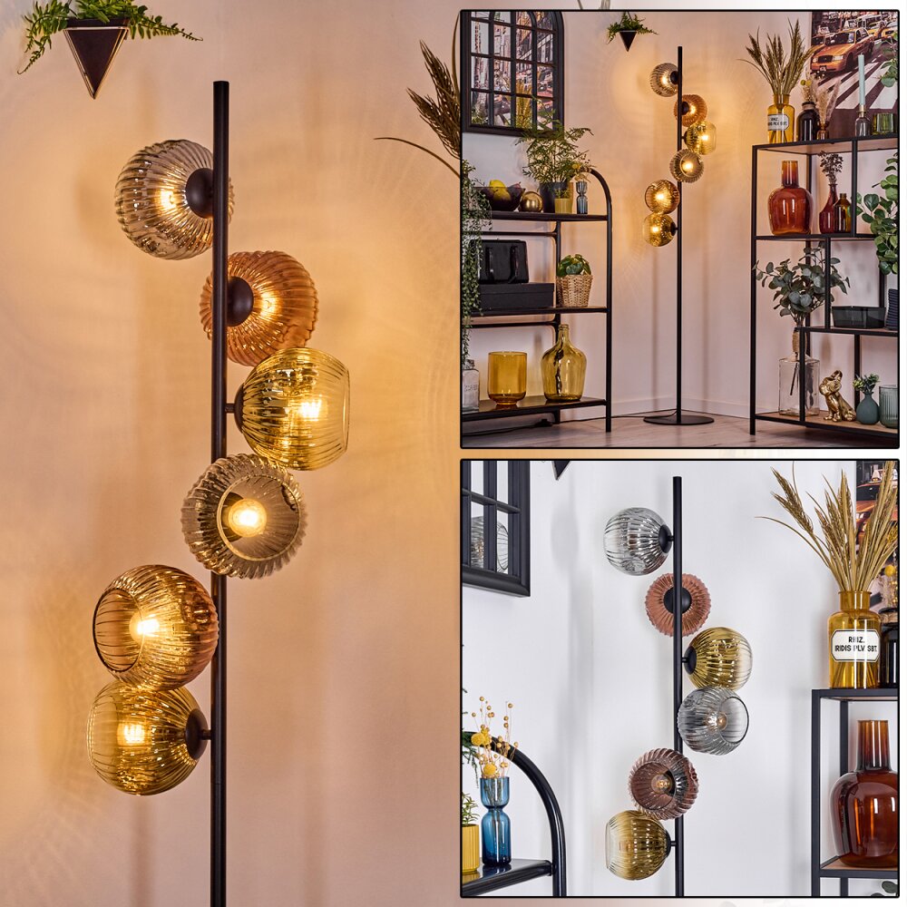 Ripoll Stehleuchte Glas 15 cm Gold, Klar, Kupferfarben, Rauchfarben, 6-flammig main product photo