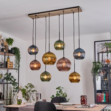 Koyoto Hängeleuchte Glas 20 cm, 25 cm Naturfarben, Schwarz, 8-flammig