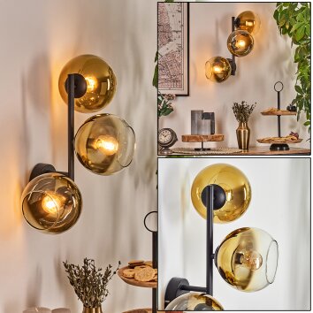 Koyoto Wandleuchte Glas 15 cm Gold, Klar, 3-flammig Koyoto Wandleuchte Glas 15 cm Gold, Klar, 3-flammig