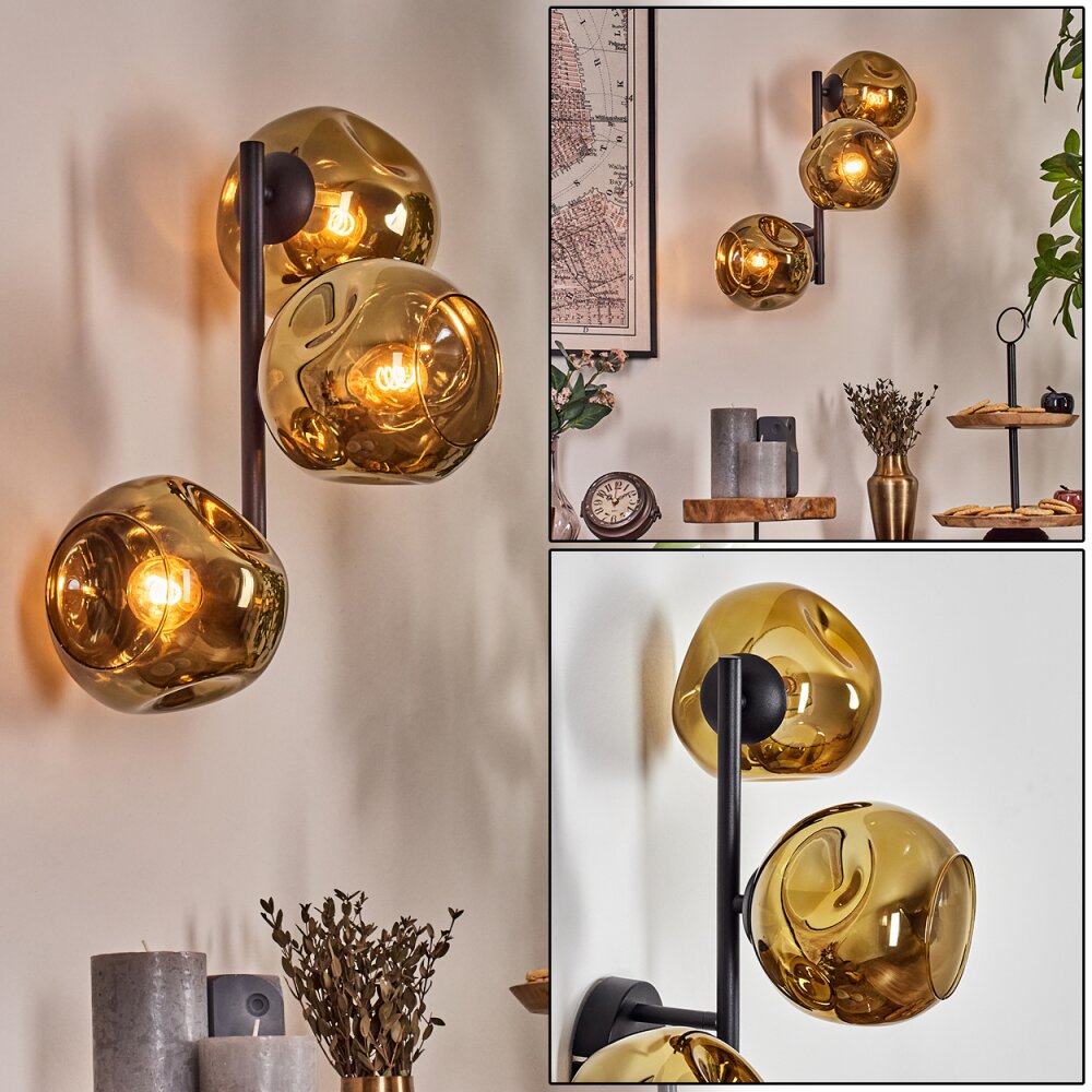 Ripoll Wandleuchte Glas 15 cm Gold, 3-flammig main product photo