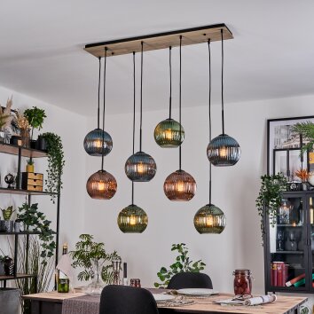 Koyoto Hängeleuchte Glas 20 cm Naturfarben, Schwarz, 8-flammig