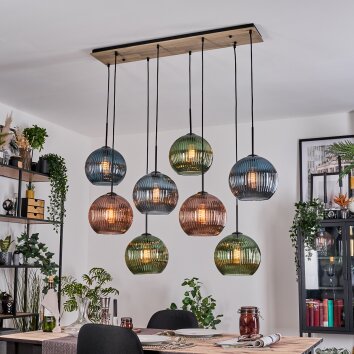 Koyoto Hängeleuchte Glas 25 cm Naturfarben, Schwarz, 8-flammig