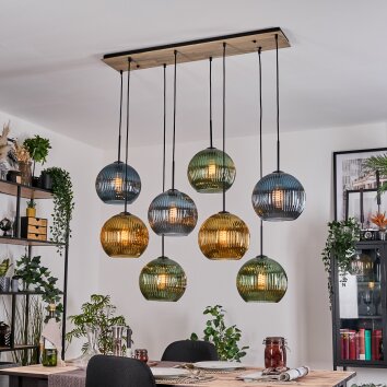Koyoto Hängeleuchte Glas 25 cm Naturfarben, Schwarz, 8-flammig