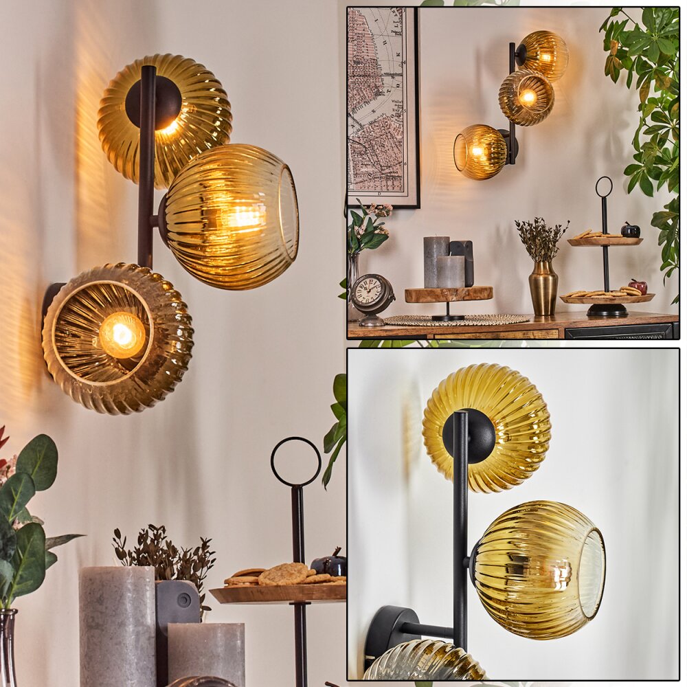 Koyoto Wandleuchte Glas 15 cm Gold, Klar, 3-flammig main product photo