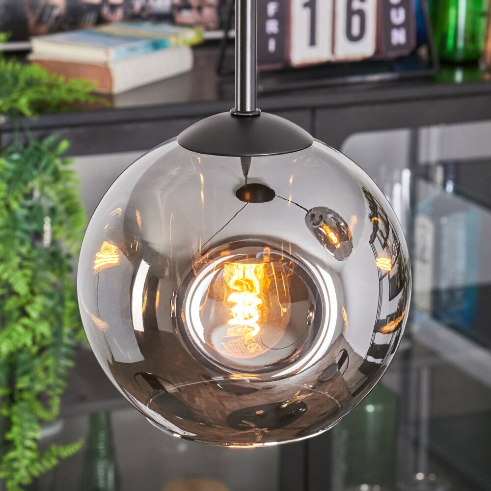 Ripoll Hängeleuchte Glas 15 cm Rauchfarben, 3-flammig